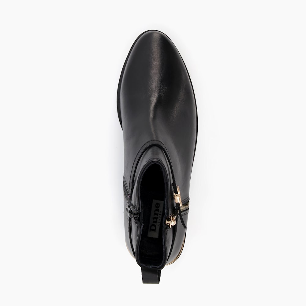 Pap Black, Wide Fit Zip Detail Ankle Boots | Dune London