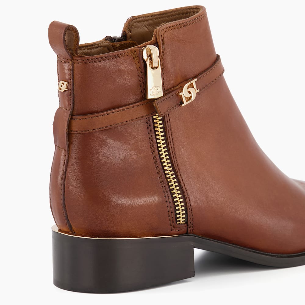 Pap Tan Wide Fit Zip Detail Ankle Boots Dune London