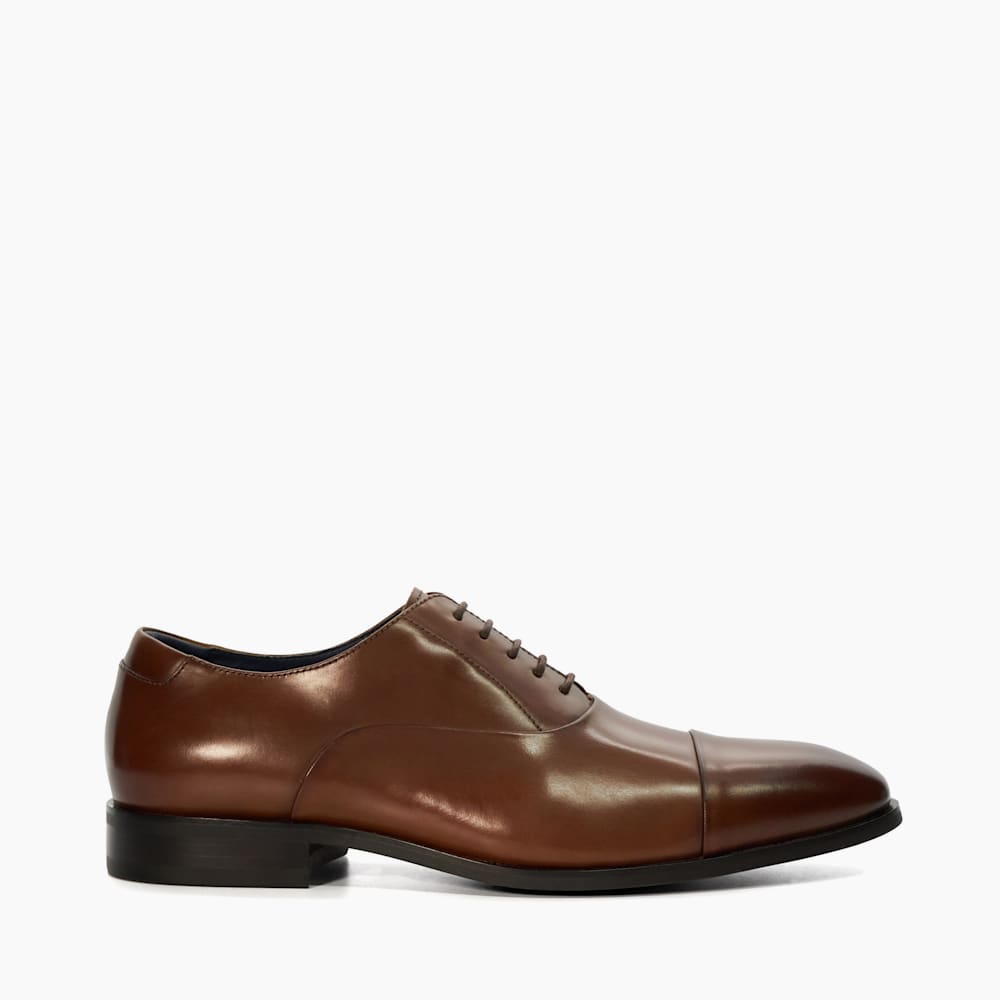 Secrecy Dark Tan Wide Fit Leather Oxford Shoes Dune London