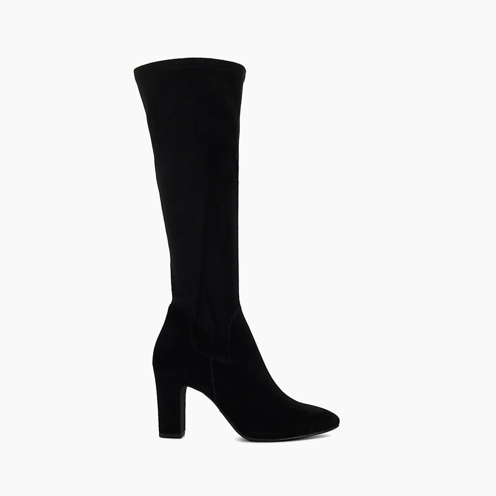 Simple Black Almond Toe Block Heel Boots Dune London