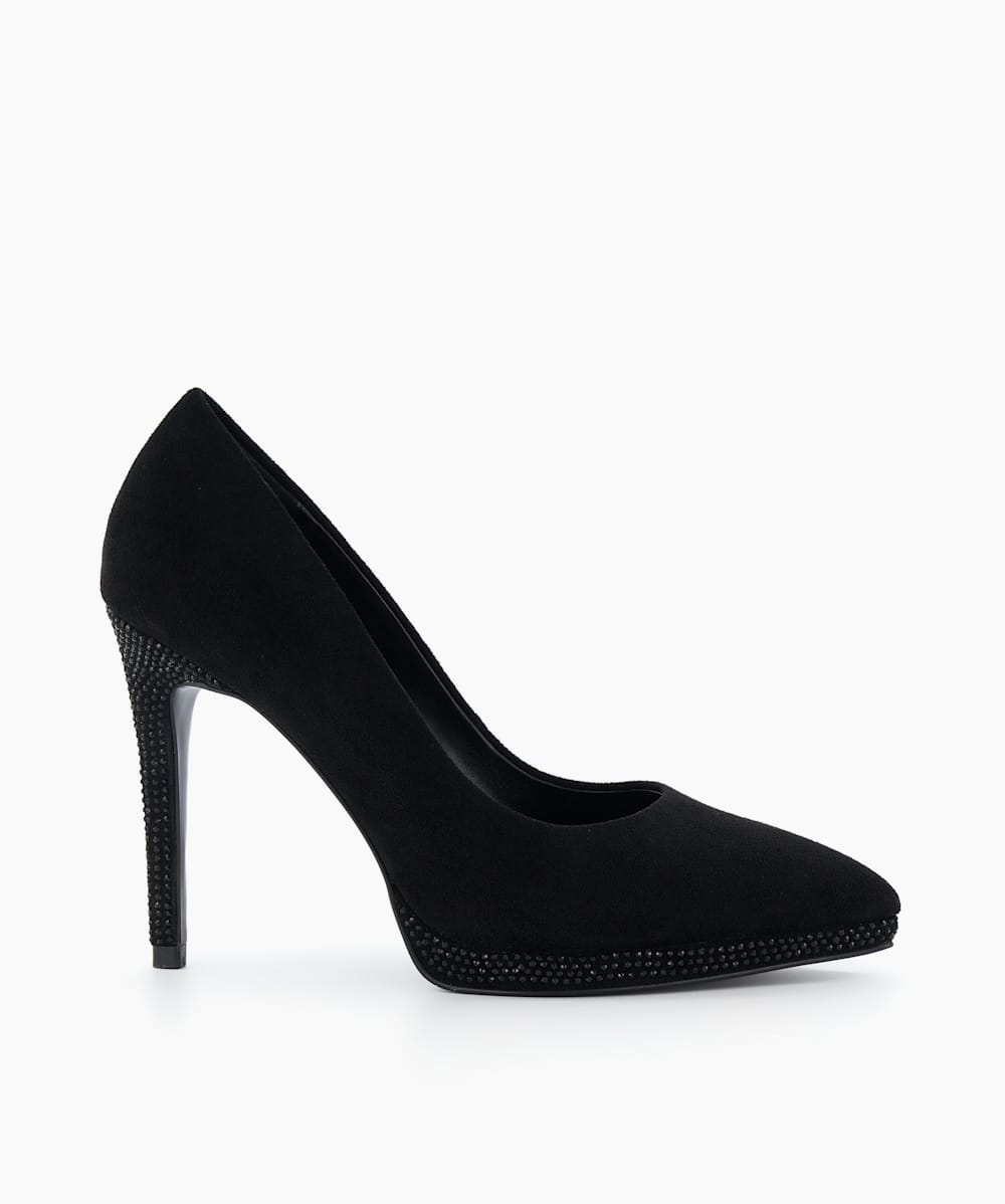 Dune black suede court shoes best sale