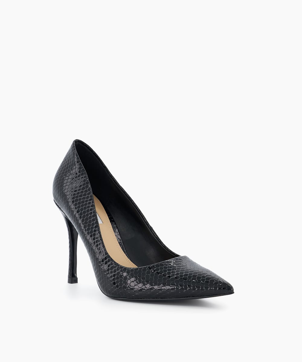 Black croc online court shoes