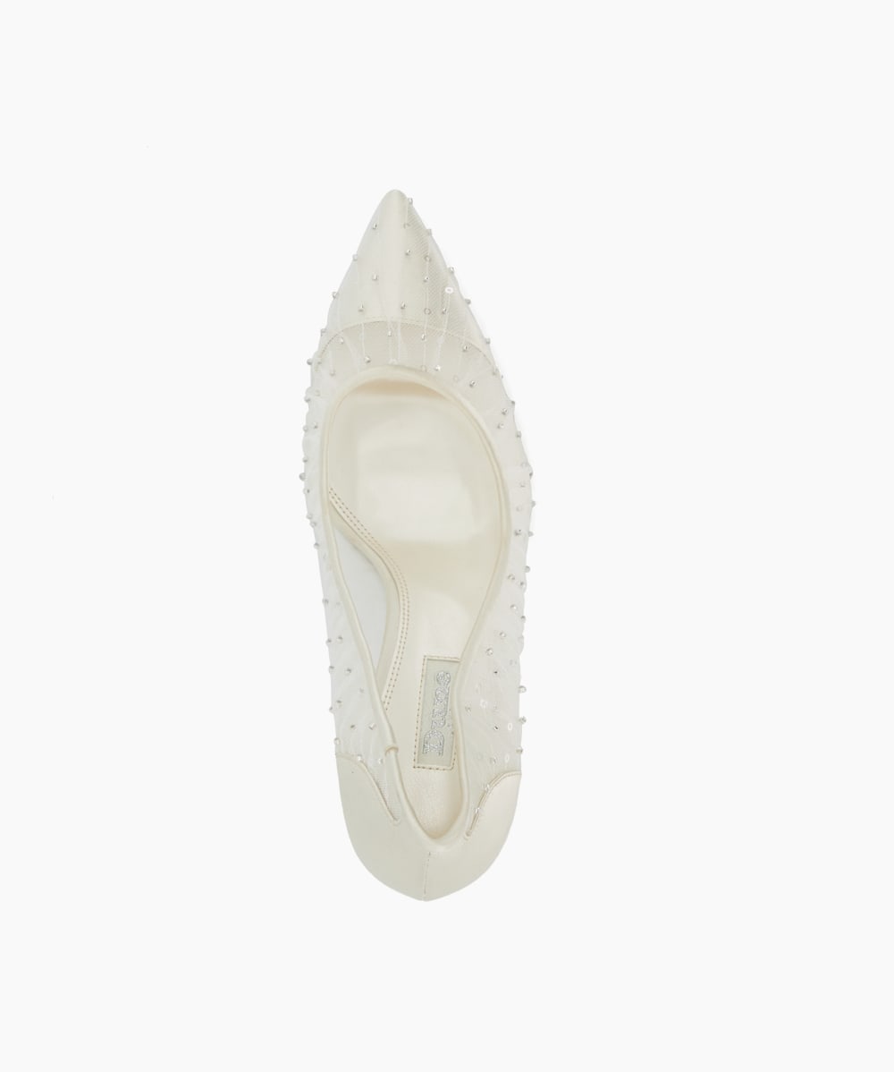 Bespoke Ivory Sequin Pleated Court Wedding Shoes Dune London