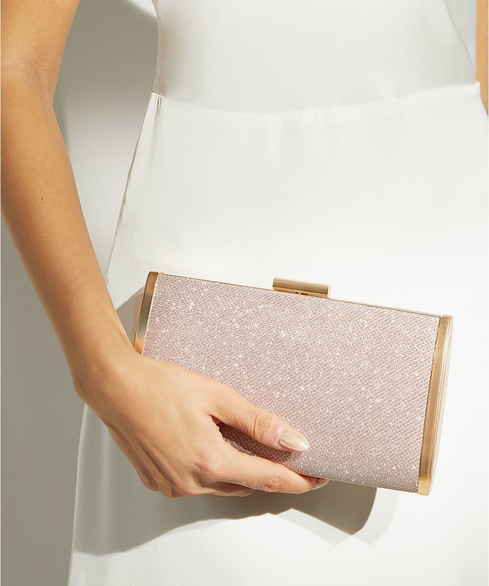 Rose gold shimmer clutch bag store