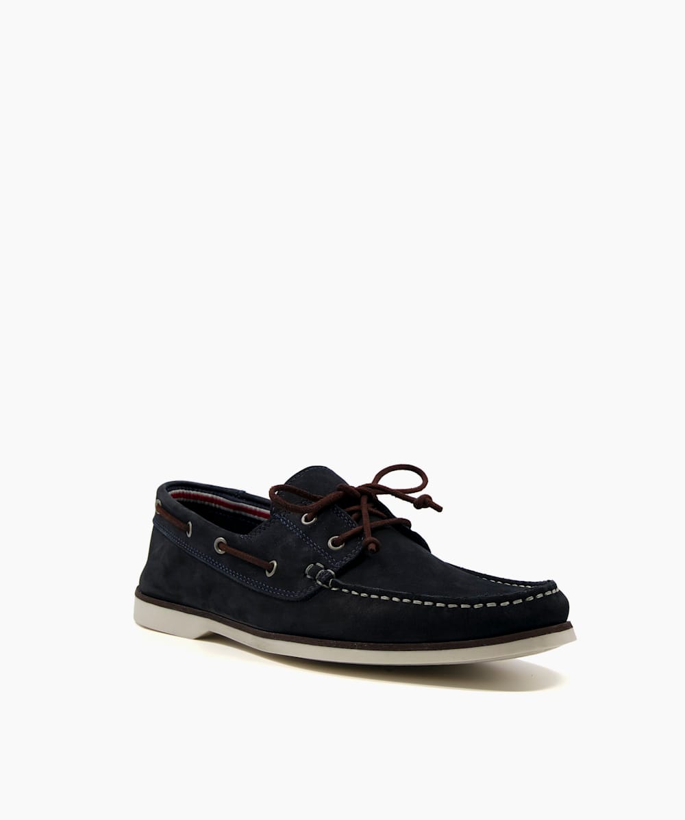 Bluesy Navy Leather Boat Shoes Dune London