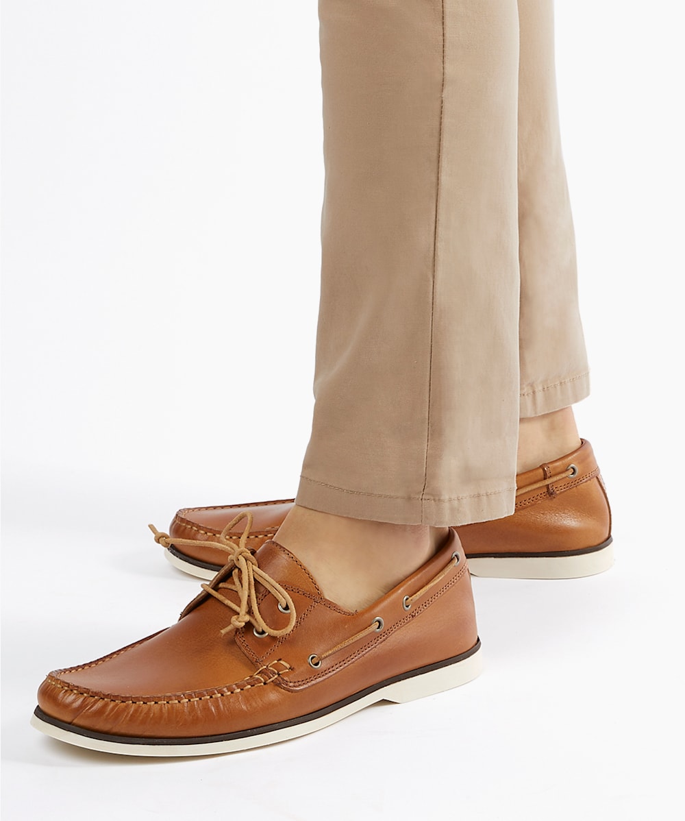 Dune boat shoes in tan leather new arrivals