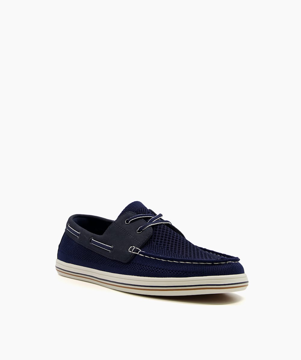 Burnner Navy Knitted Boat Shoes Dune London