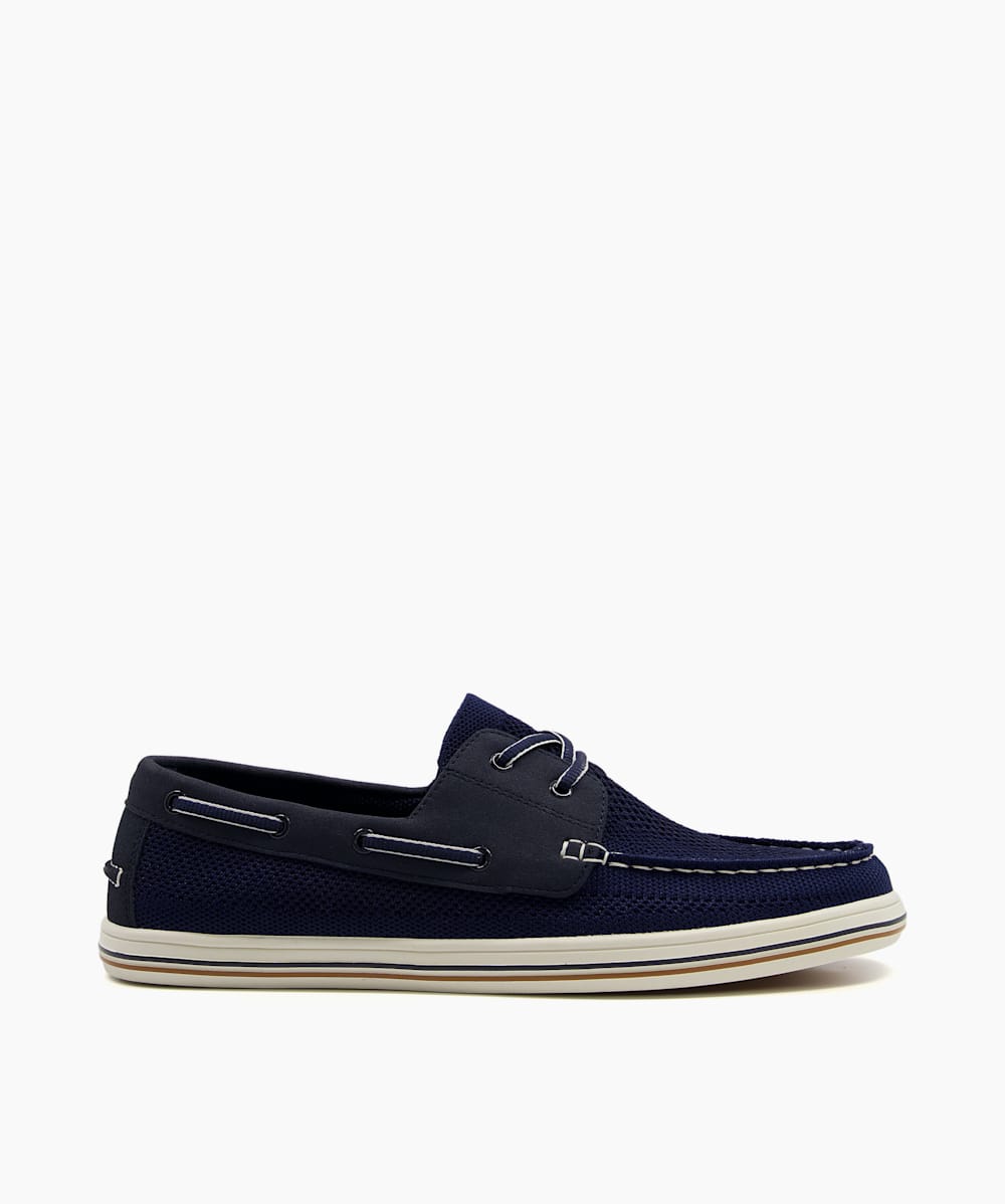 Burnner Navy Knitted Boat Shoes Dune London