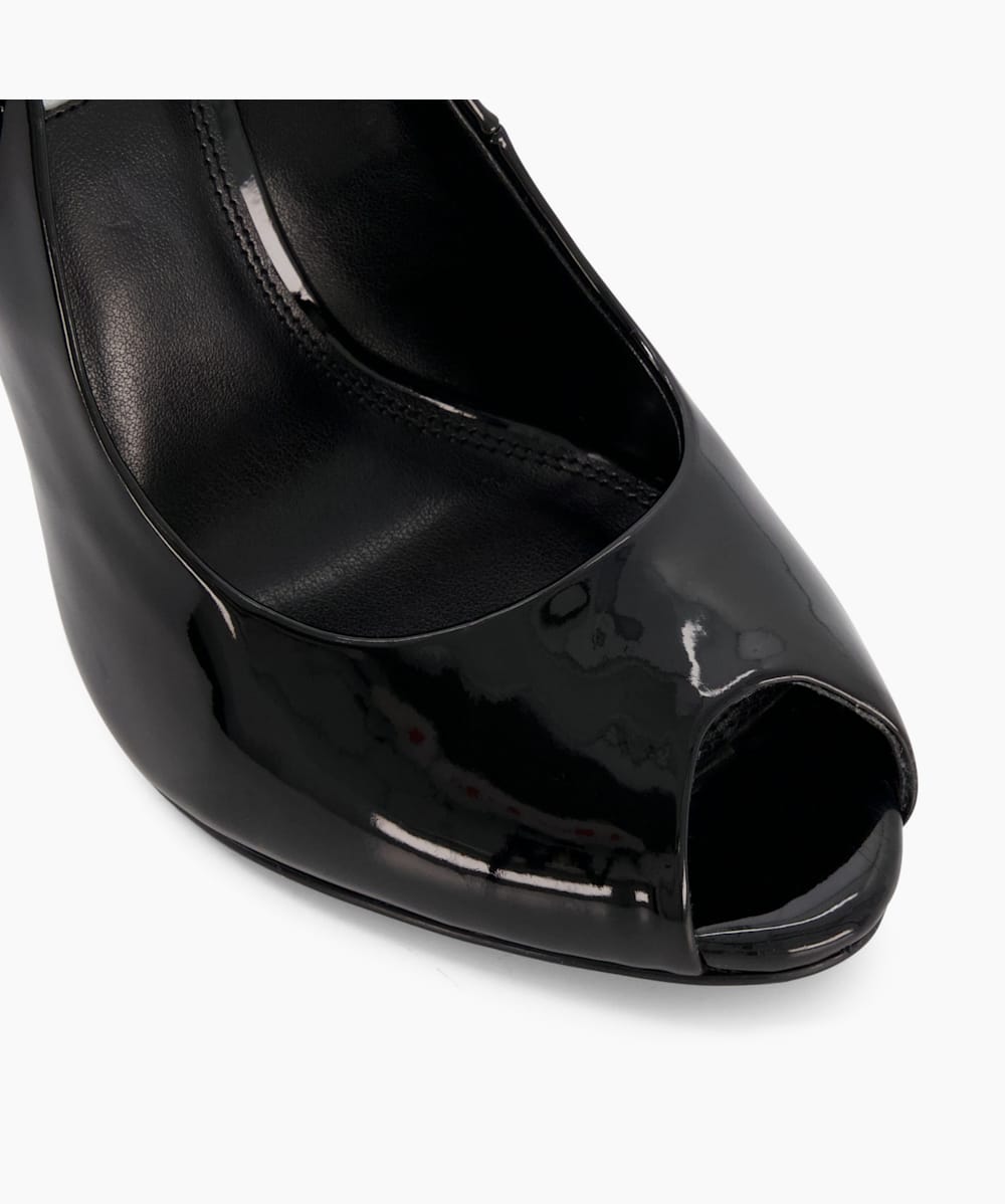 Black patent online open toe shoes
