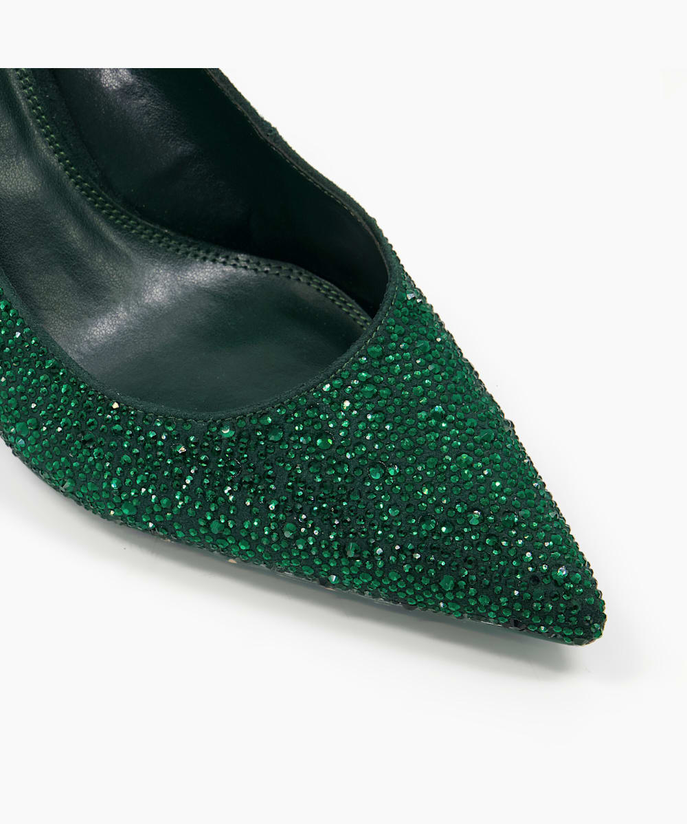 Captivating Green Crystal Slingback Courts Dune London