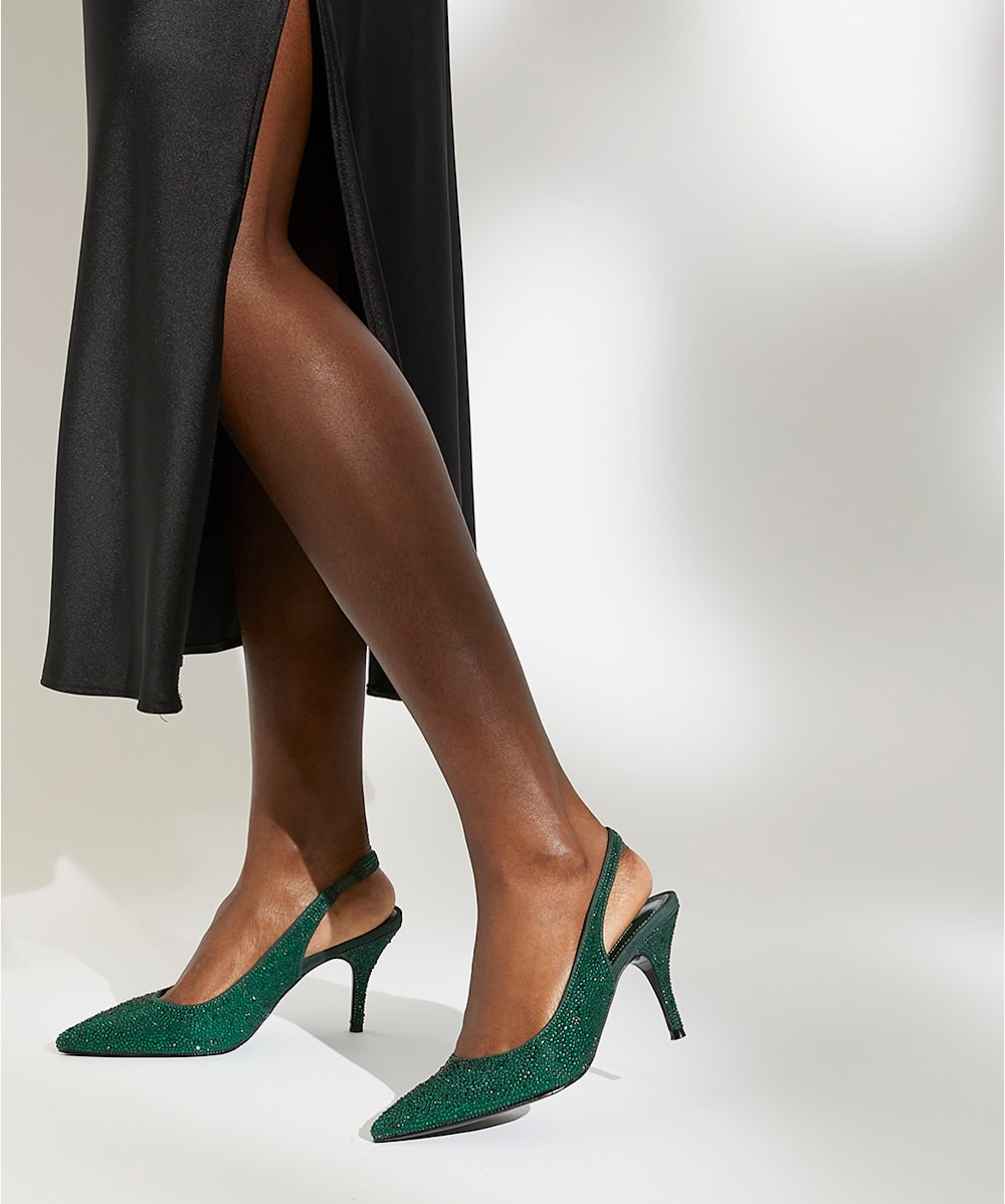 Emerald green best sale slingback shoes