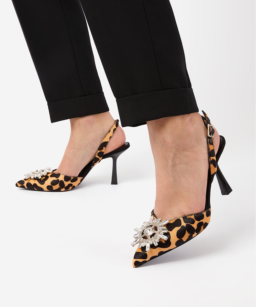 Leopard print slingback heels online