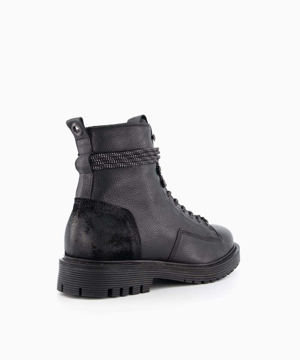 Chasers Black Chunky Lace Up Ankle Boots Dune London
