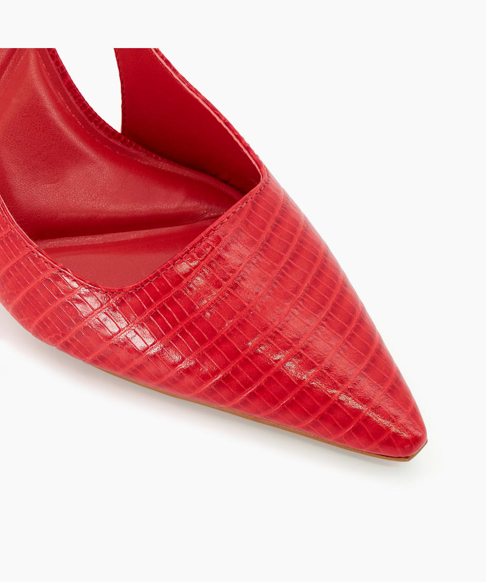 Closer Rouge Slingback en cuir effet reptile Dune London