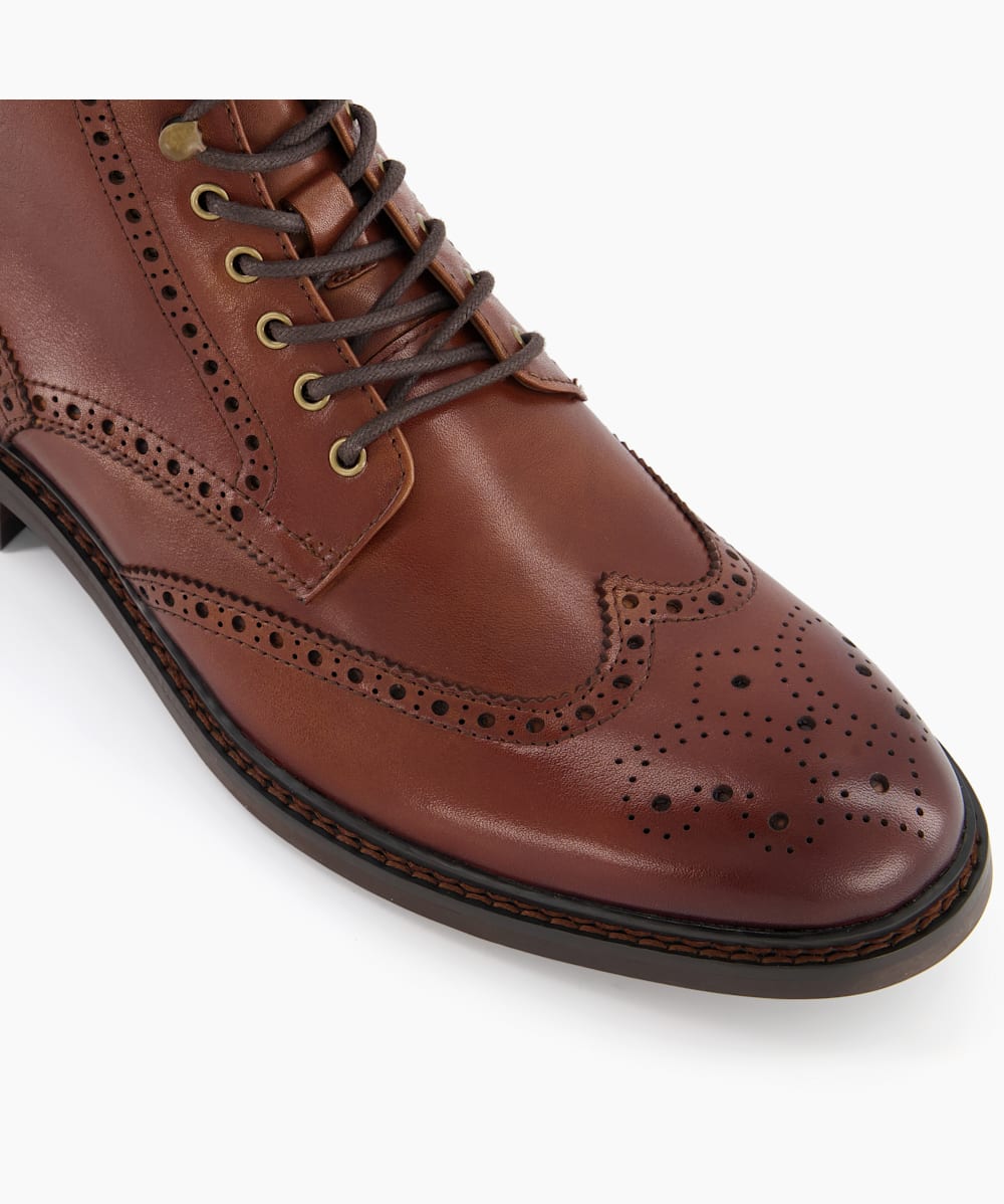Colonels Tan Lace Up Brogue Boots Dune London