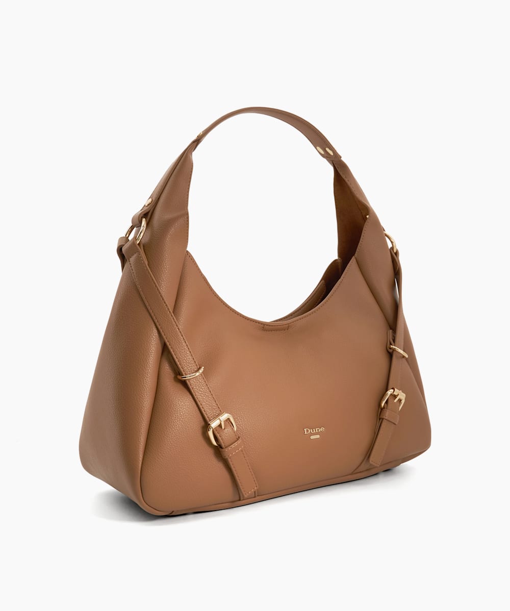 Downton Camel Buckle Strap Detail Shoulder Bag Dune London