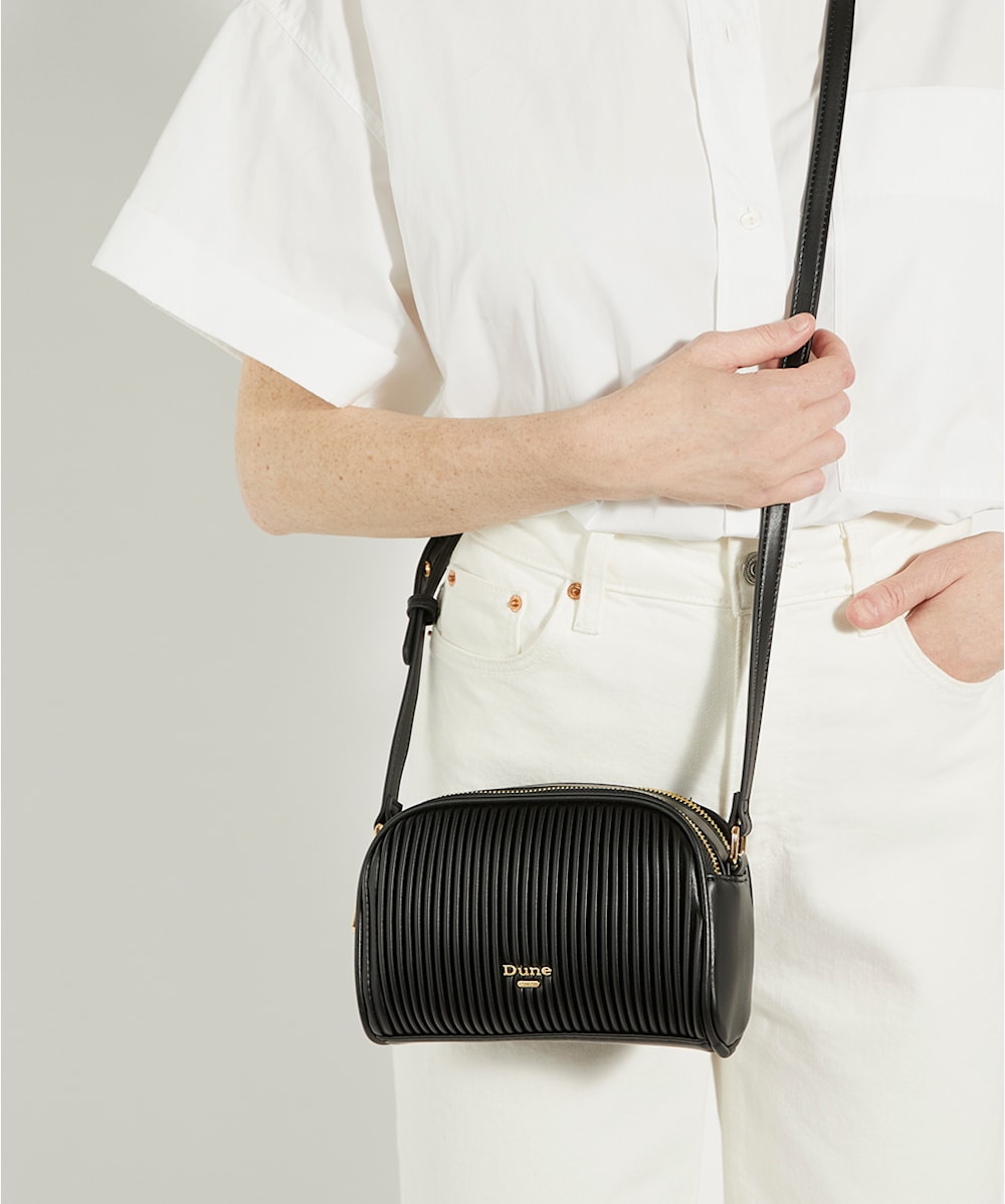 Detail Black Soft Pleated Crossbody Bag Dune London
