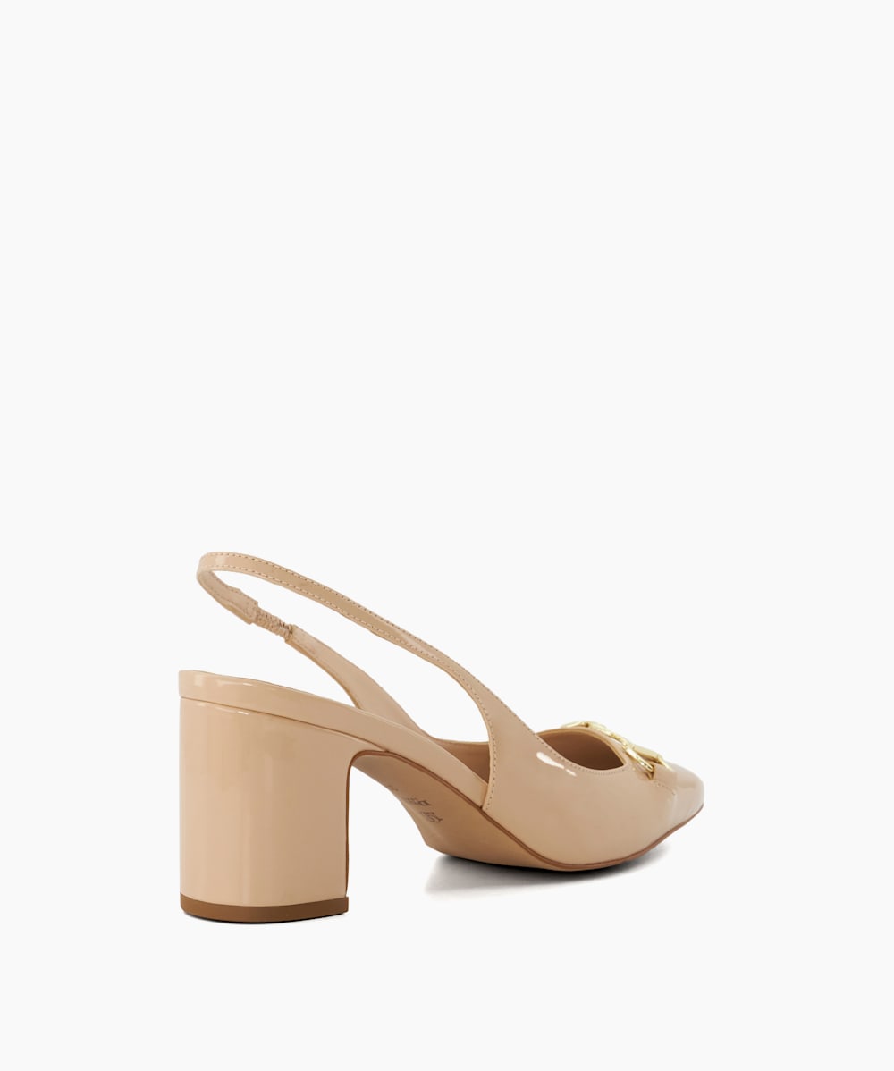 Detailed Blush Snaffle Trim Heeled Slingback Courts Dune London