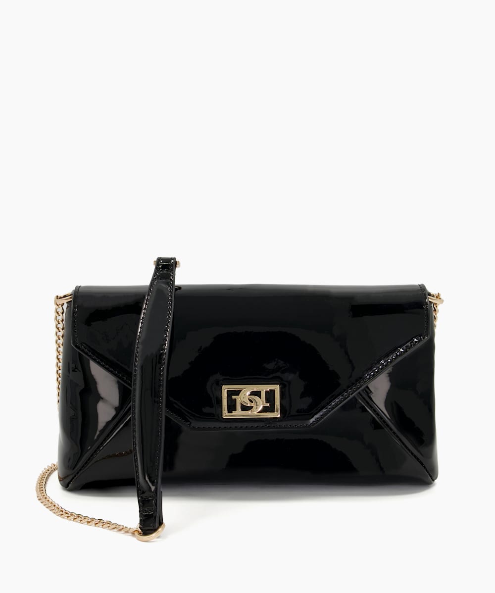 Black patent leather evening bag hot sale