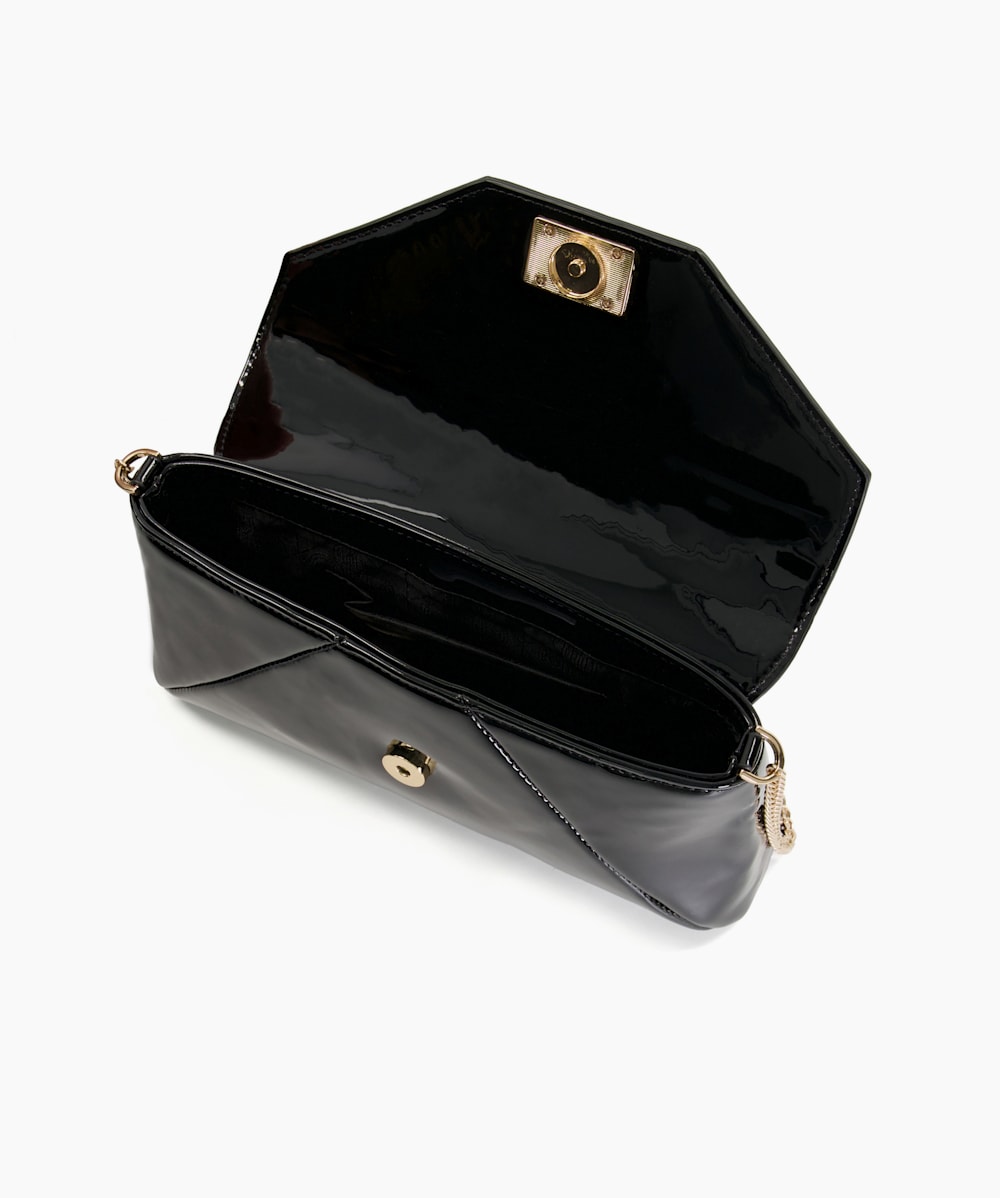 Black patent envelope clutch bag store