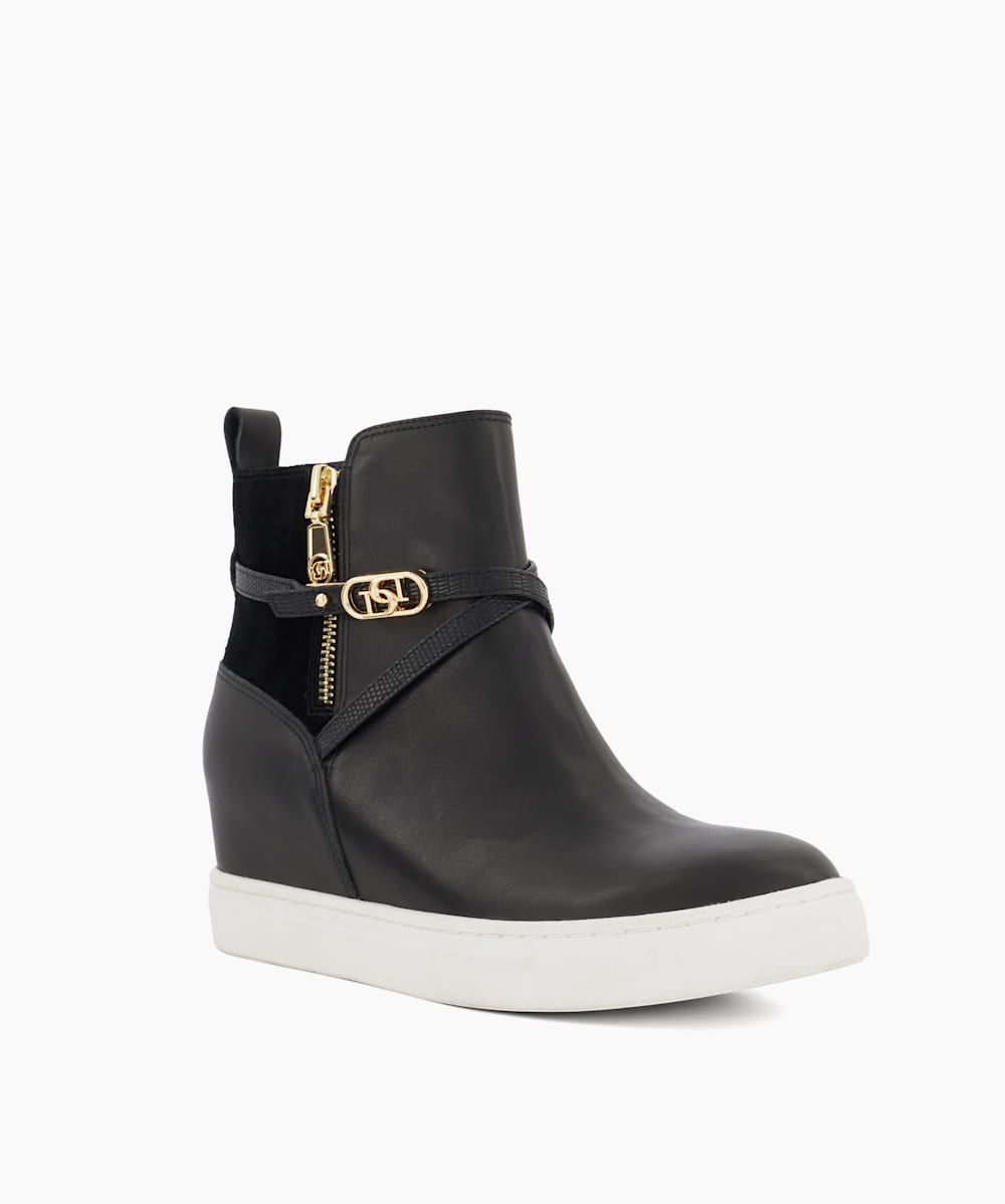 Black wedge heel trainers shop