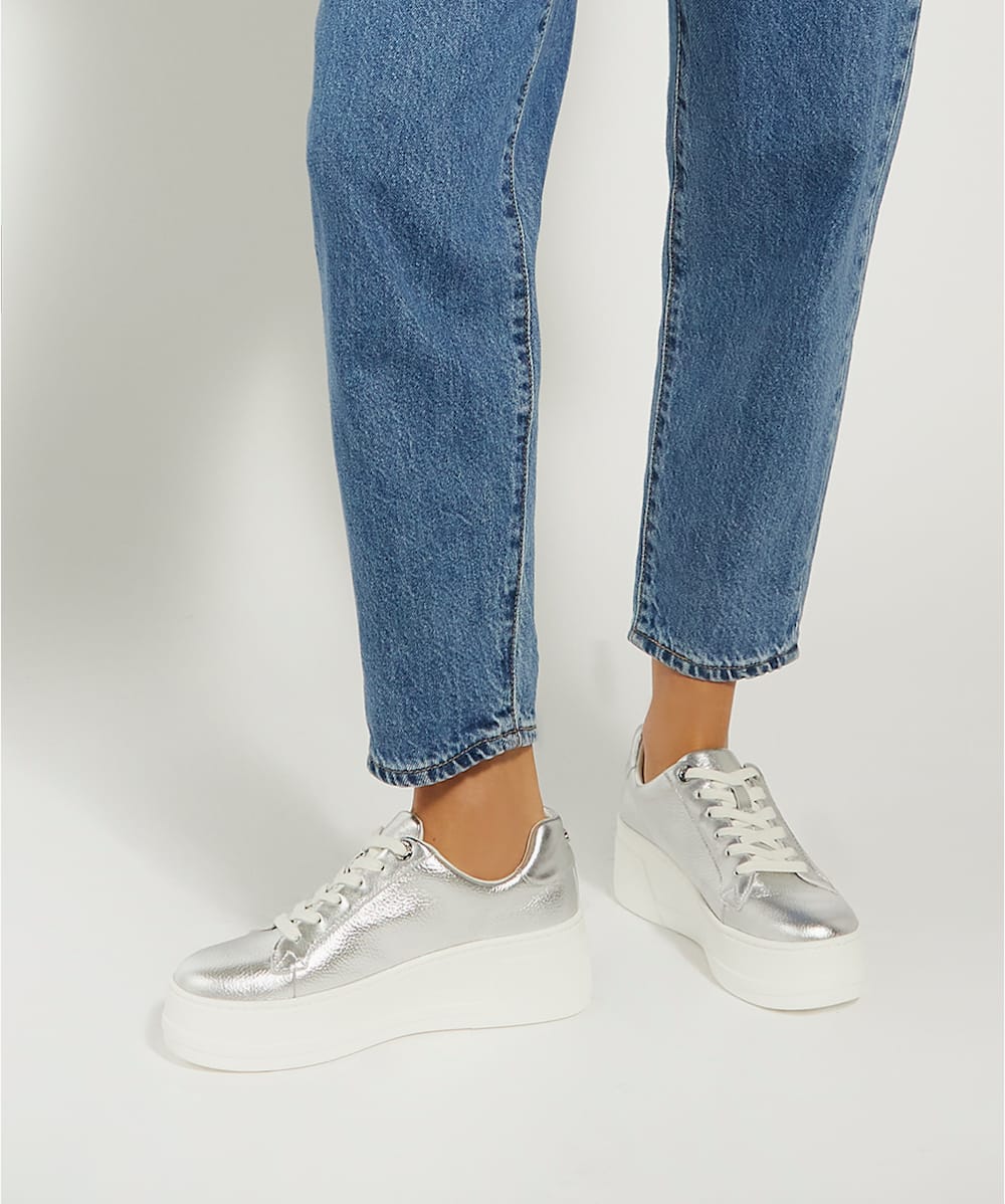 Silver metallic new arrivals platform sneakers