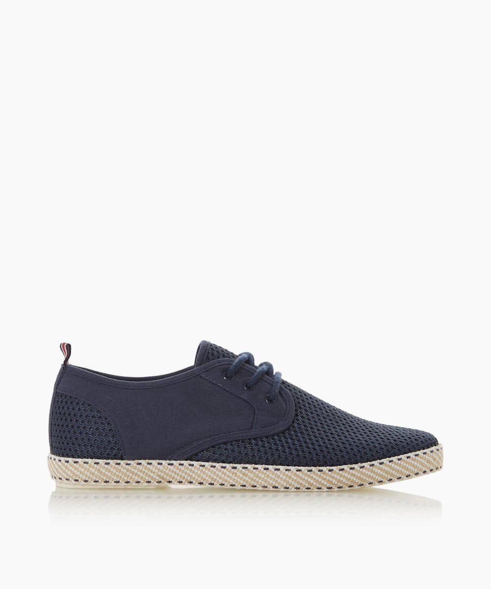 Flash Navy Mesh Lace Up Espadrilles Dune London