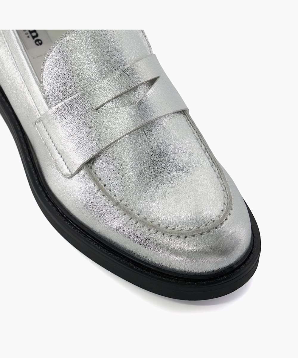 Silver penny loafers 2025