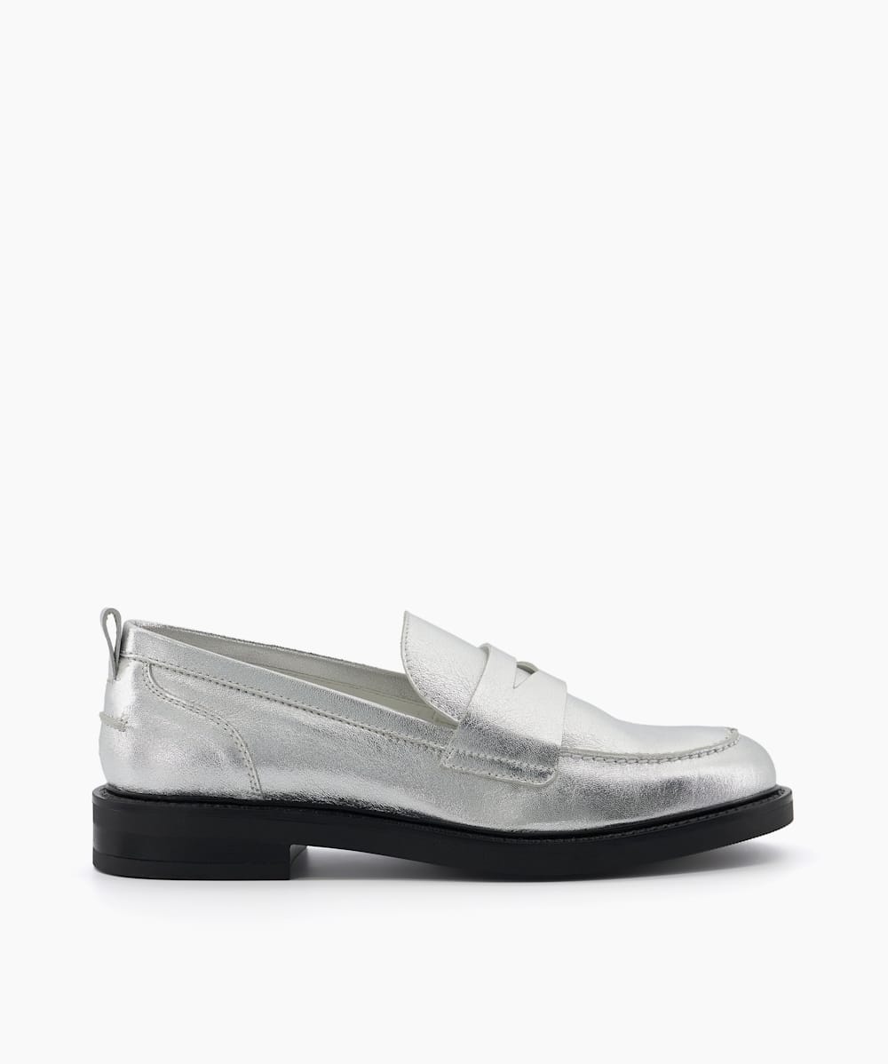 Metallic silver clearance loafers womens