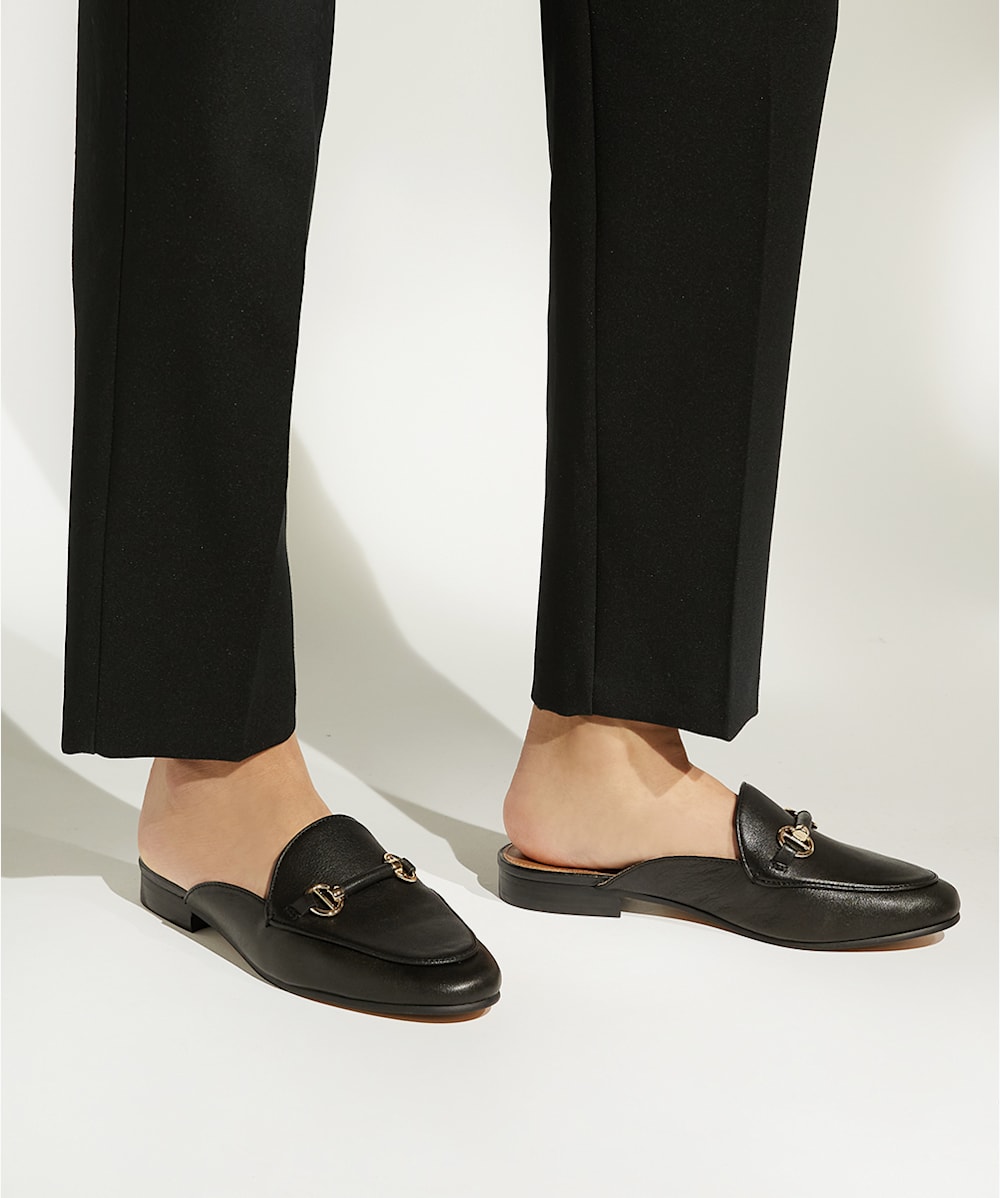 Glowed Black Snaffle Trim Backless Loafer Dune London