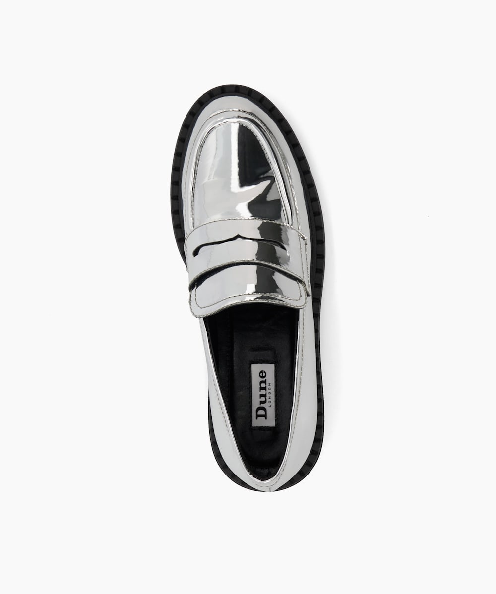 Dune silver loafers 2025