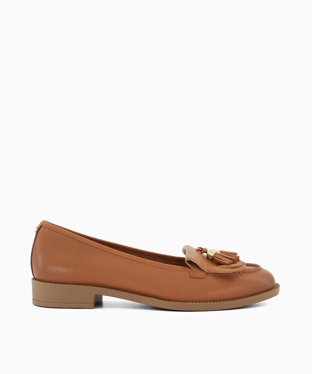 Granthams Tan Tassel Fringe Trim Loafers Dune London