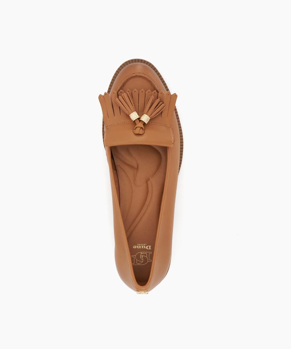 Dune womens on sale tan loafers