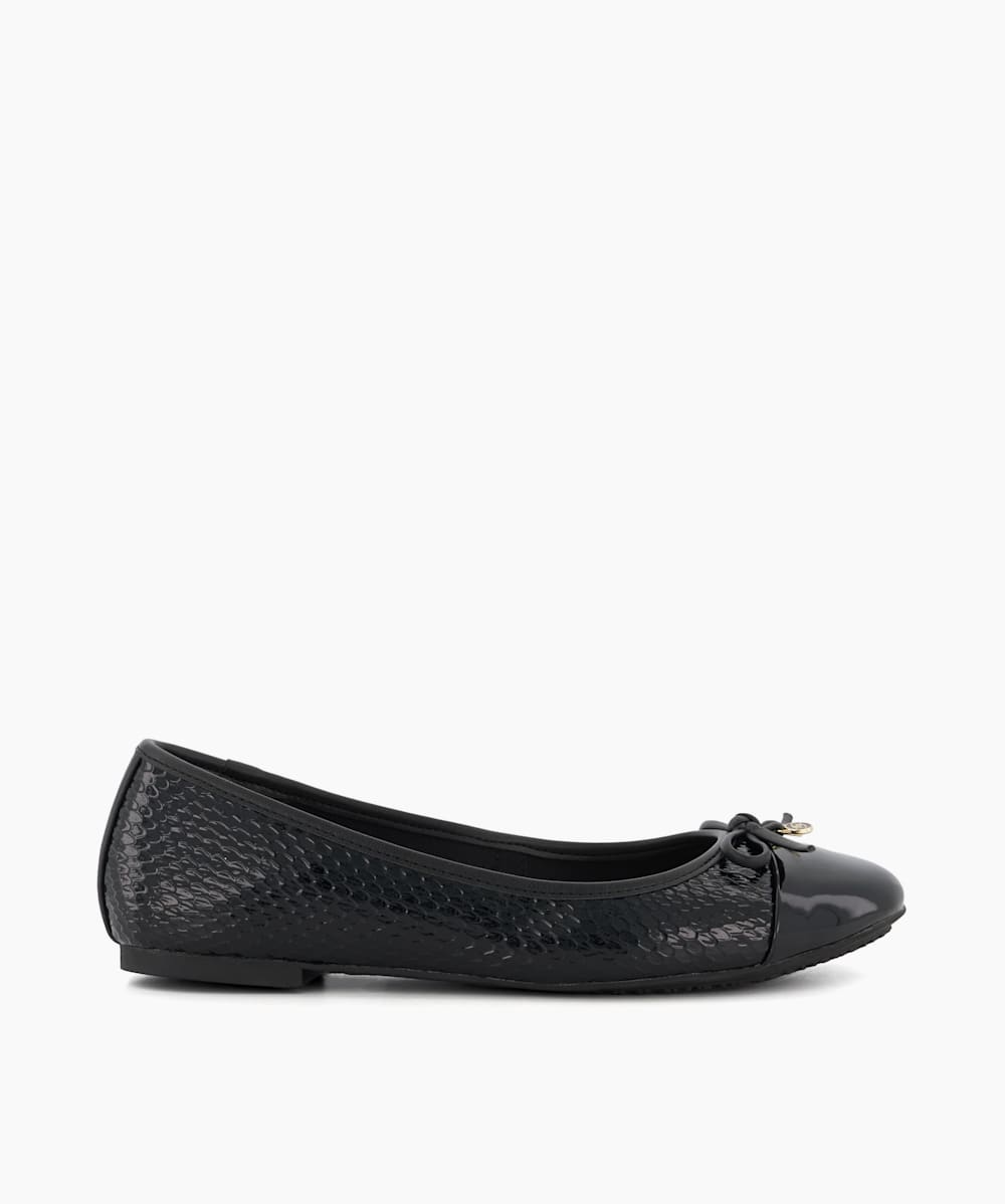 Hallo Black Charm Detail Ballet Shoes Dune London