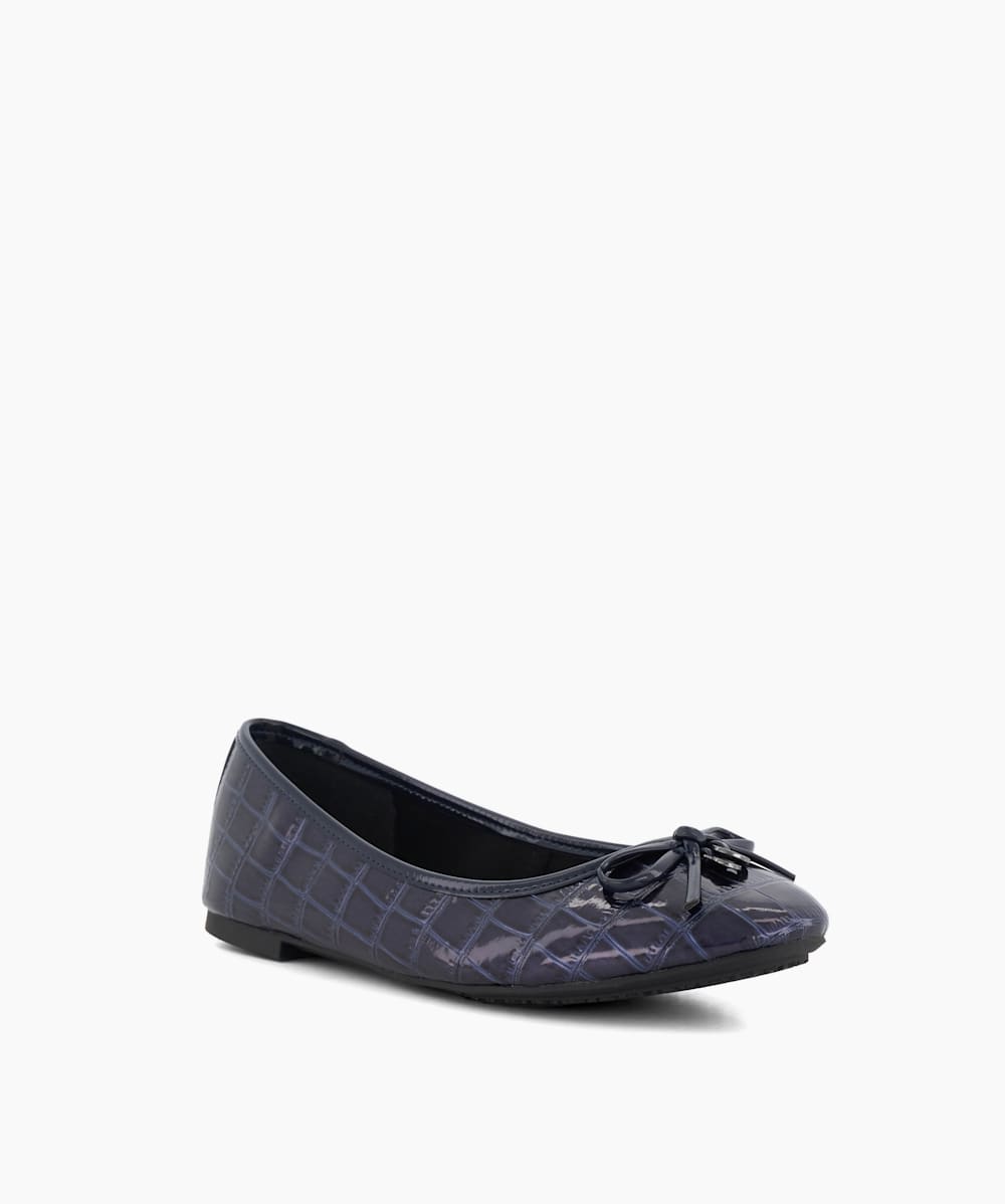 Hallo Navy Charm Detail Ballet Shoes Dune London