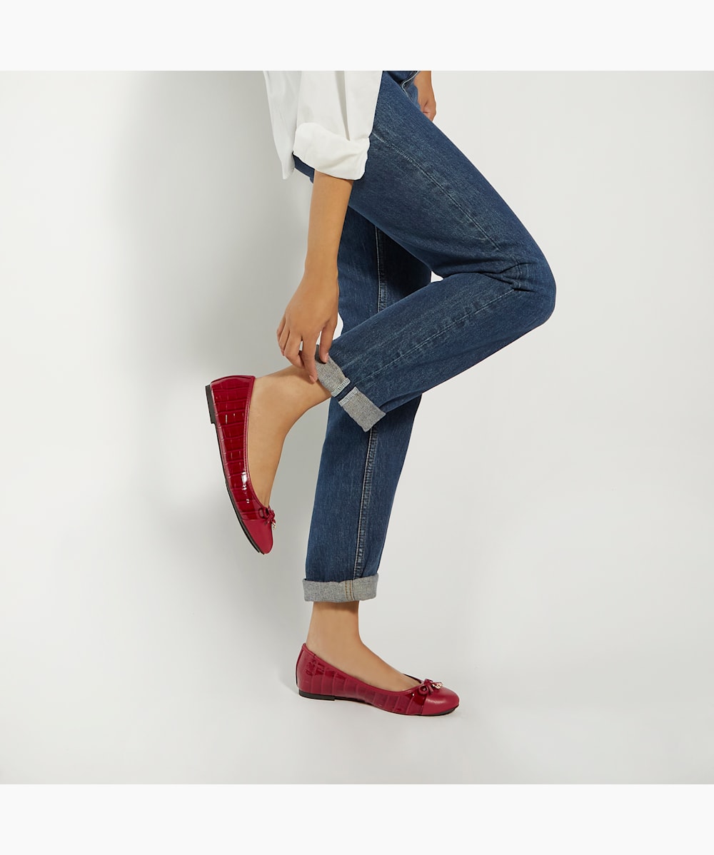 Hallo Red Charm Detail Ballet Shoes Dune London