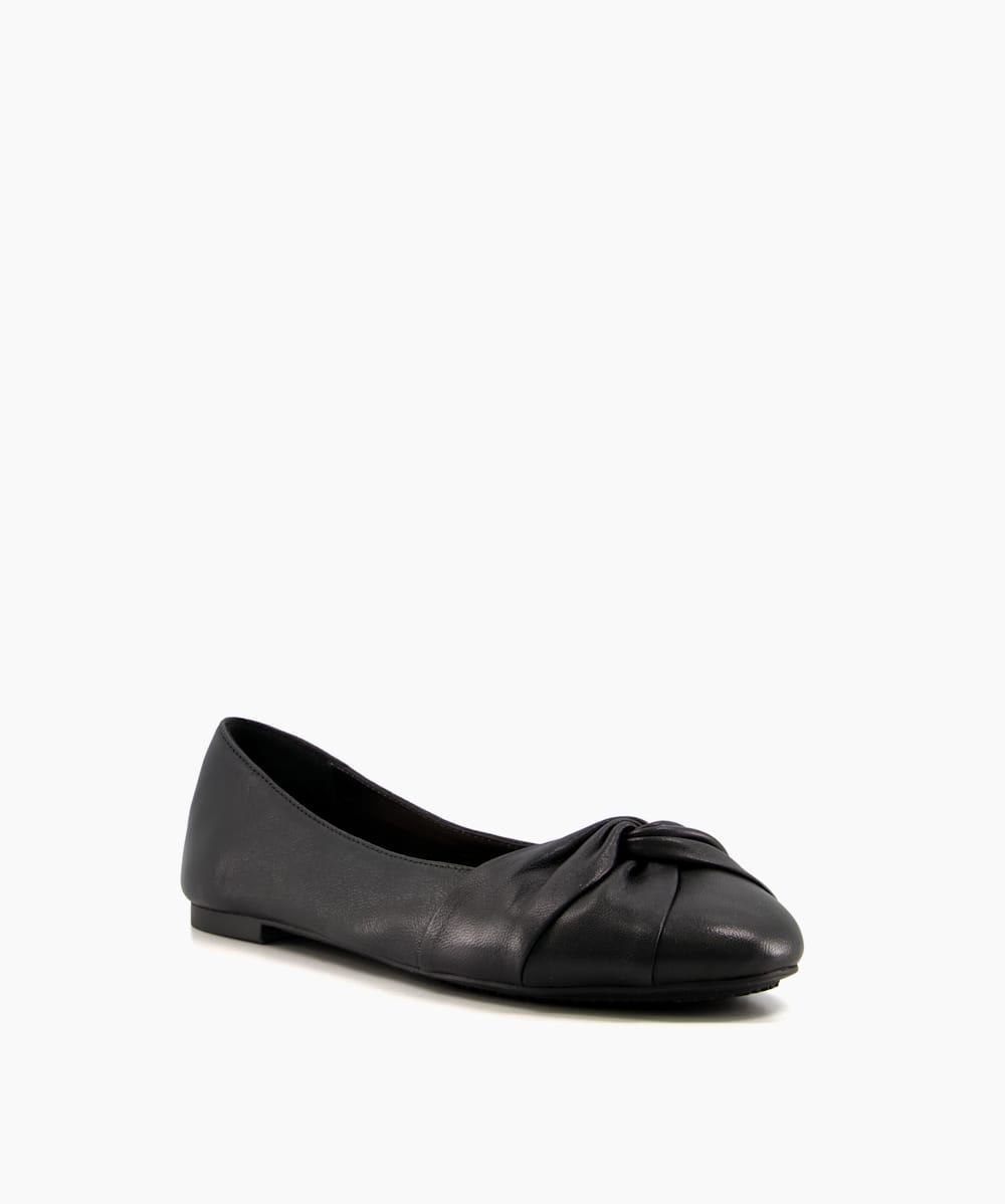 Hanson Black Twist Front Ballet Flats Dune London