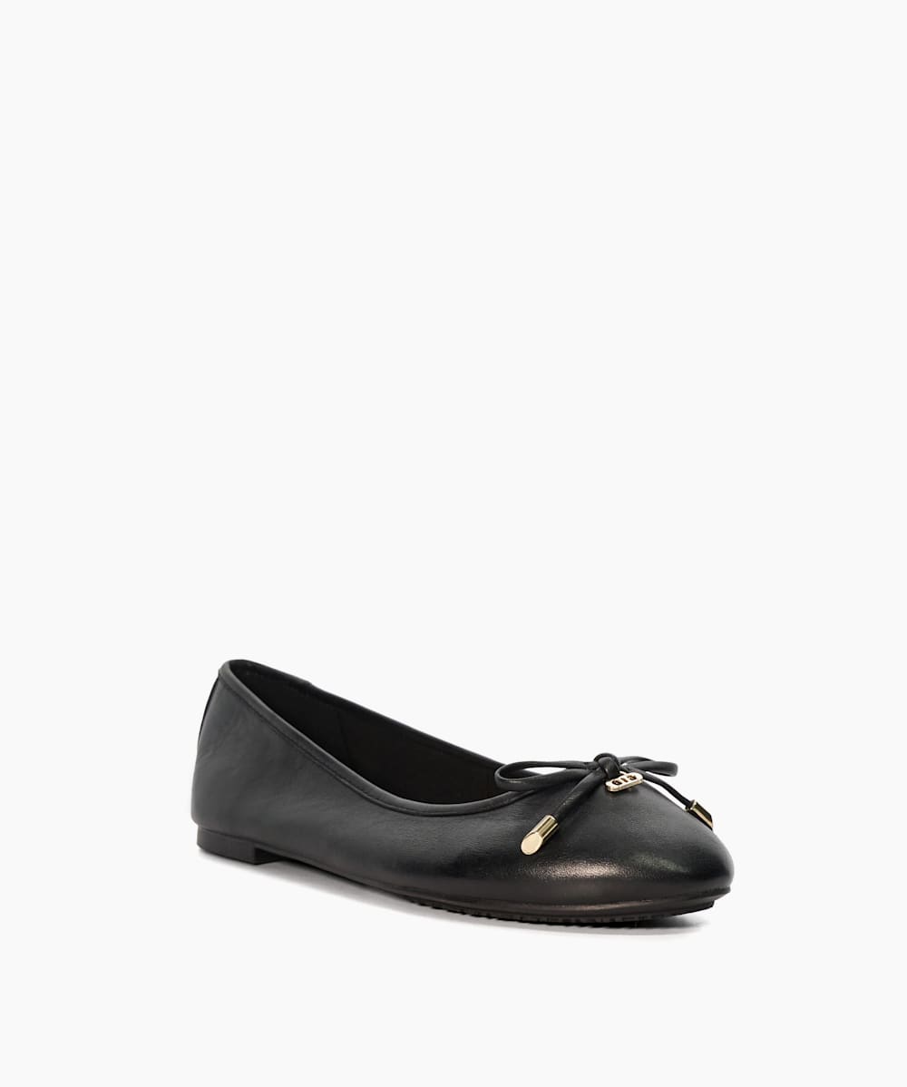 Harping Black DD Charm Ballet Flats Dune London