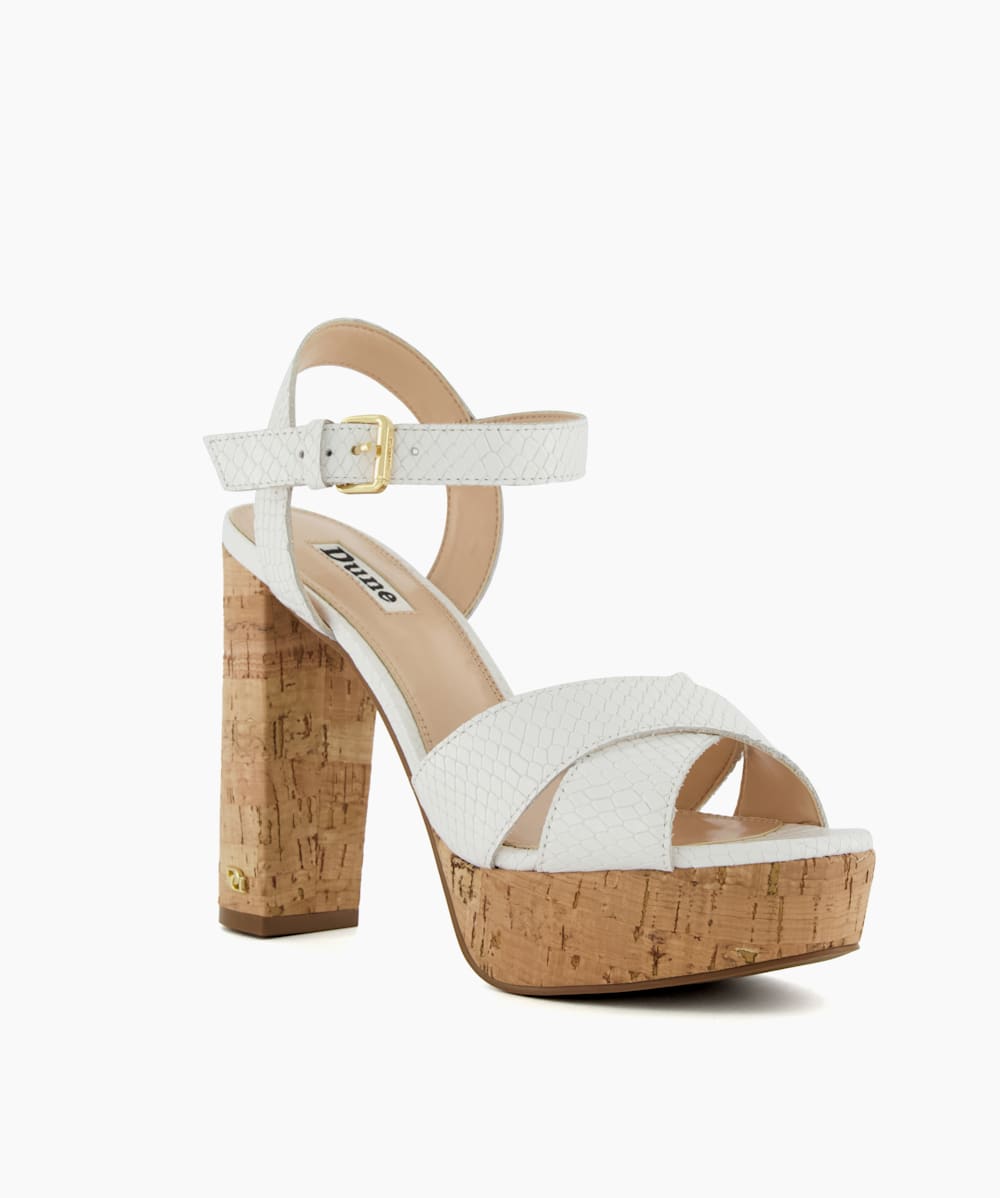 White cork clearance platform sandals
