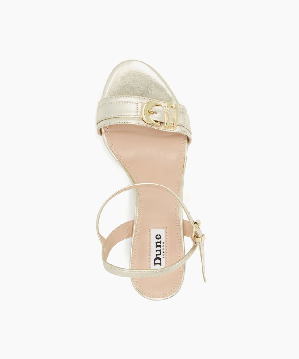Mid block heel sandals gold sale