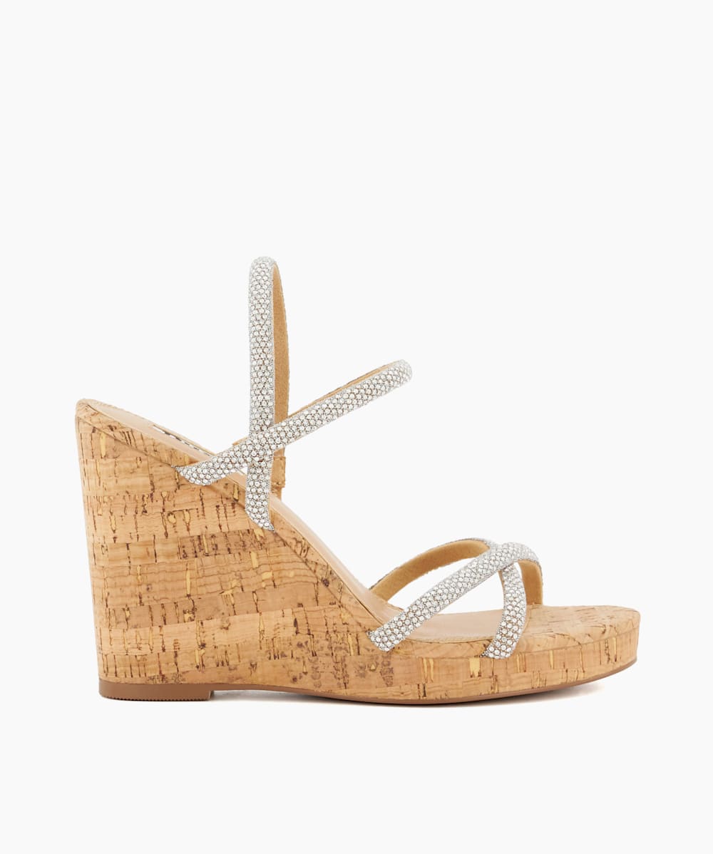 Silver diamante discount wedge sandals