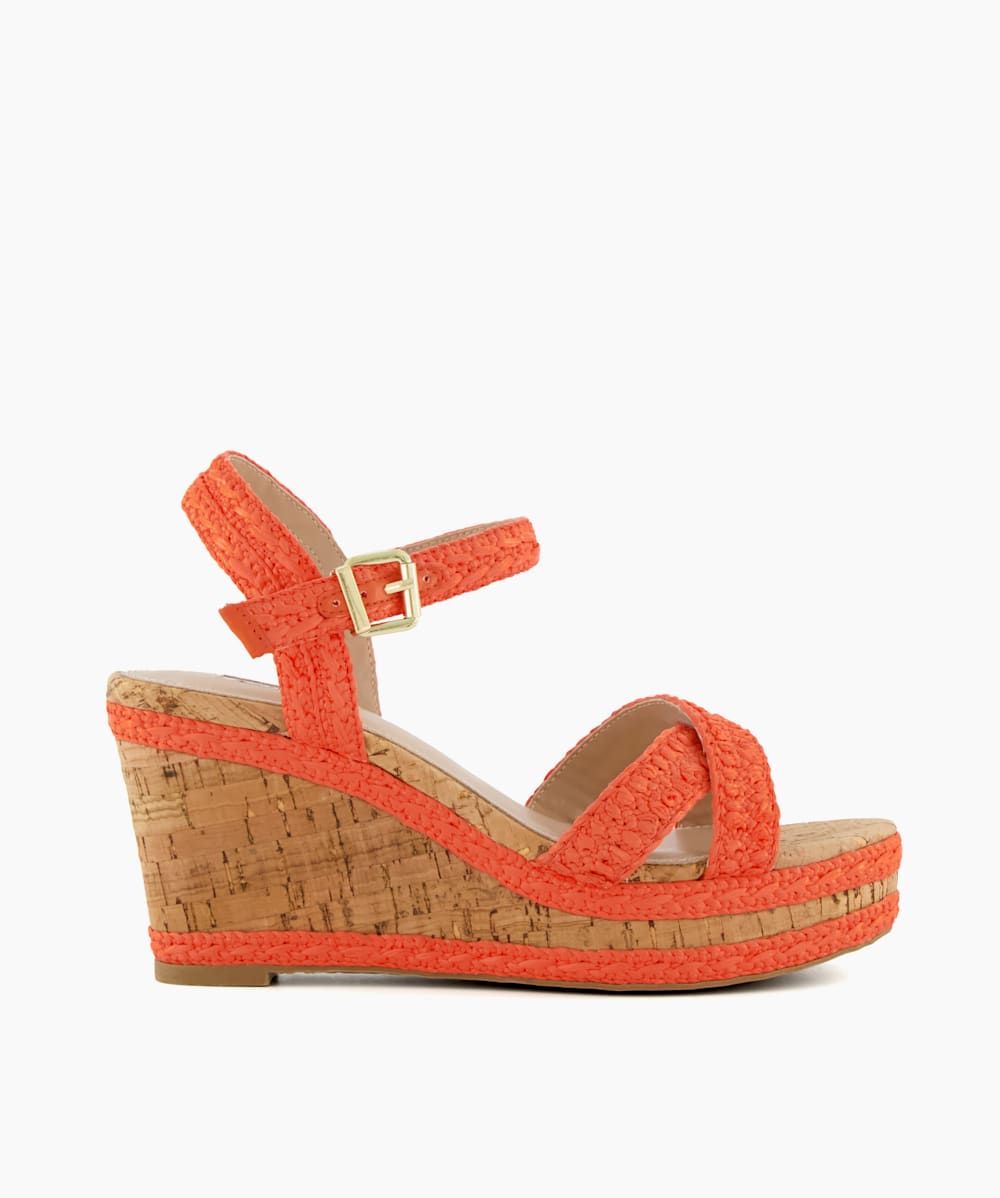 Orange best sale wedge sandals