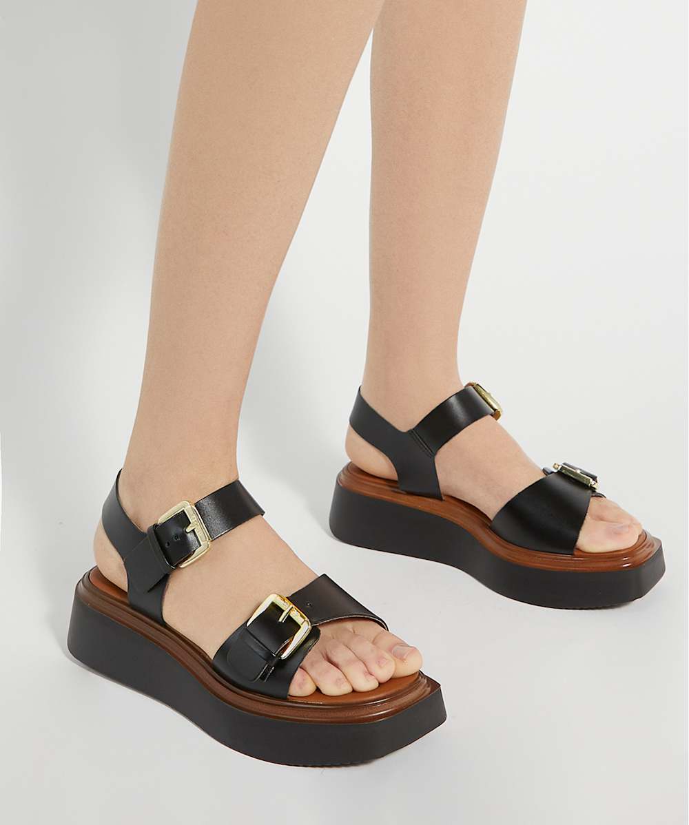 Loells Black Casual Flatform Sandals Dune London