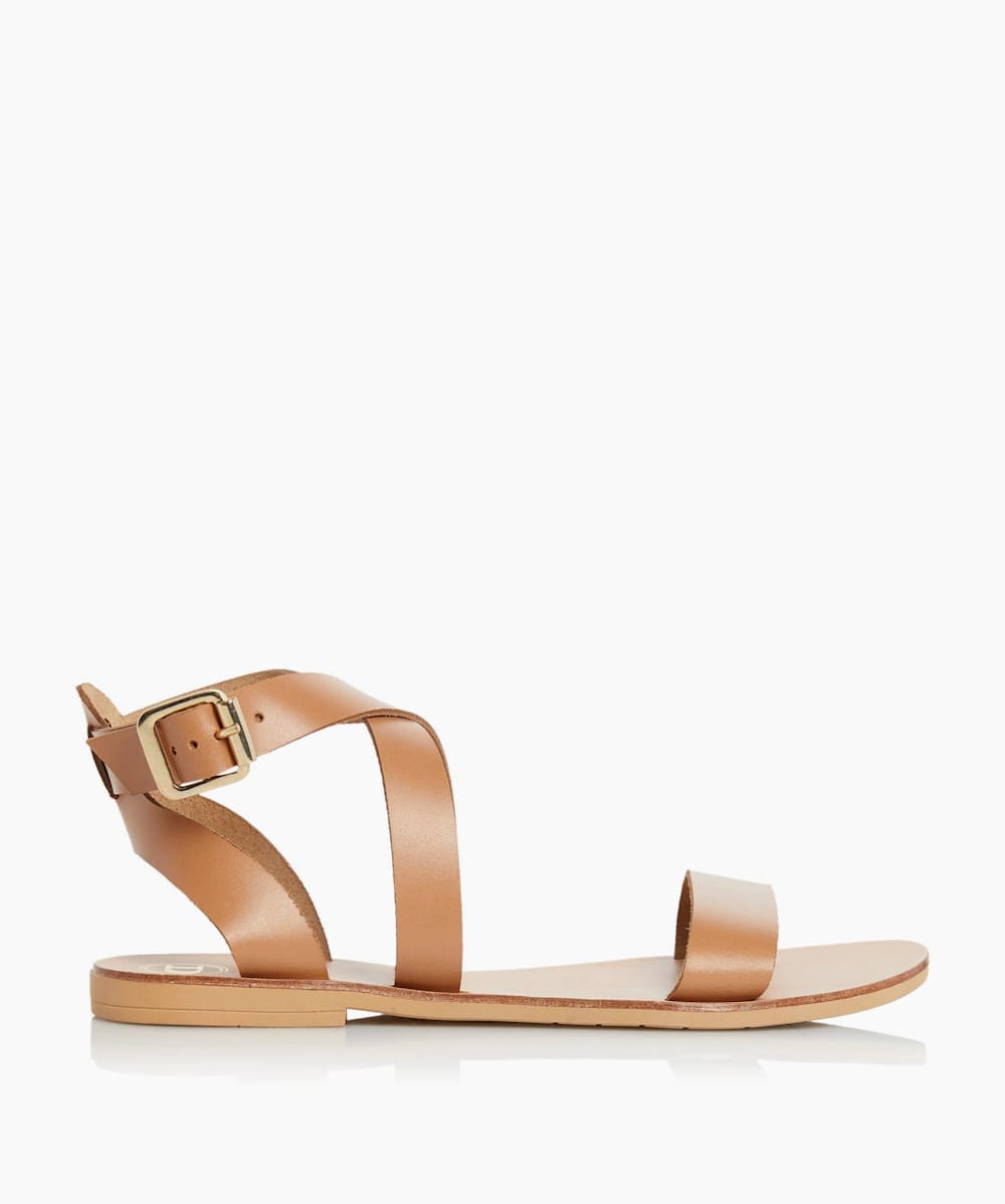 Lottiie Tan Multi Strap Flat Sandals Dune London