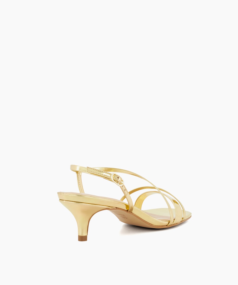 Gold strappy top low heels
