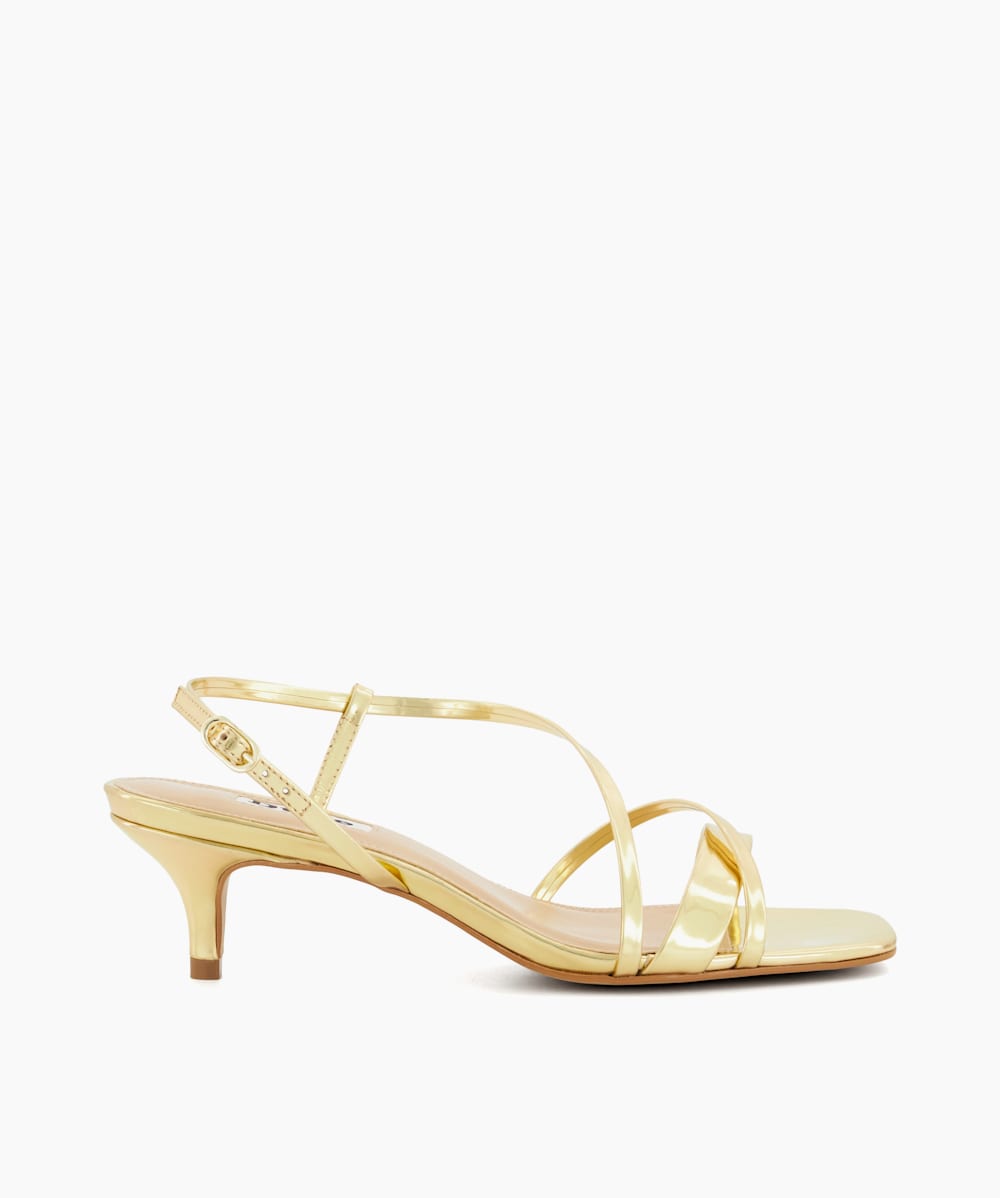 Gold strappy cheap kitten heels