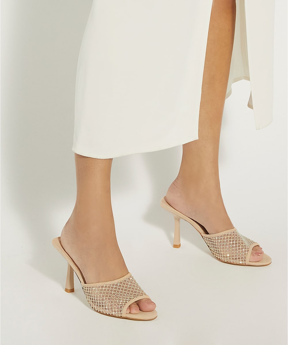 Mesh high heel mules shop