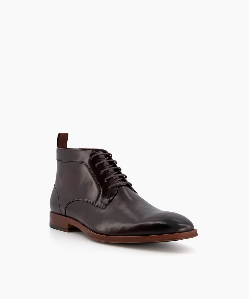 Mall Brown Leather Lace up Chukka boots Dune London