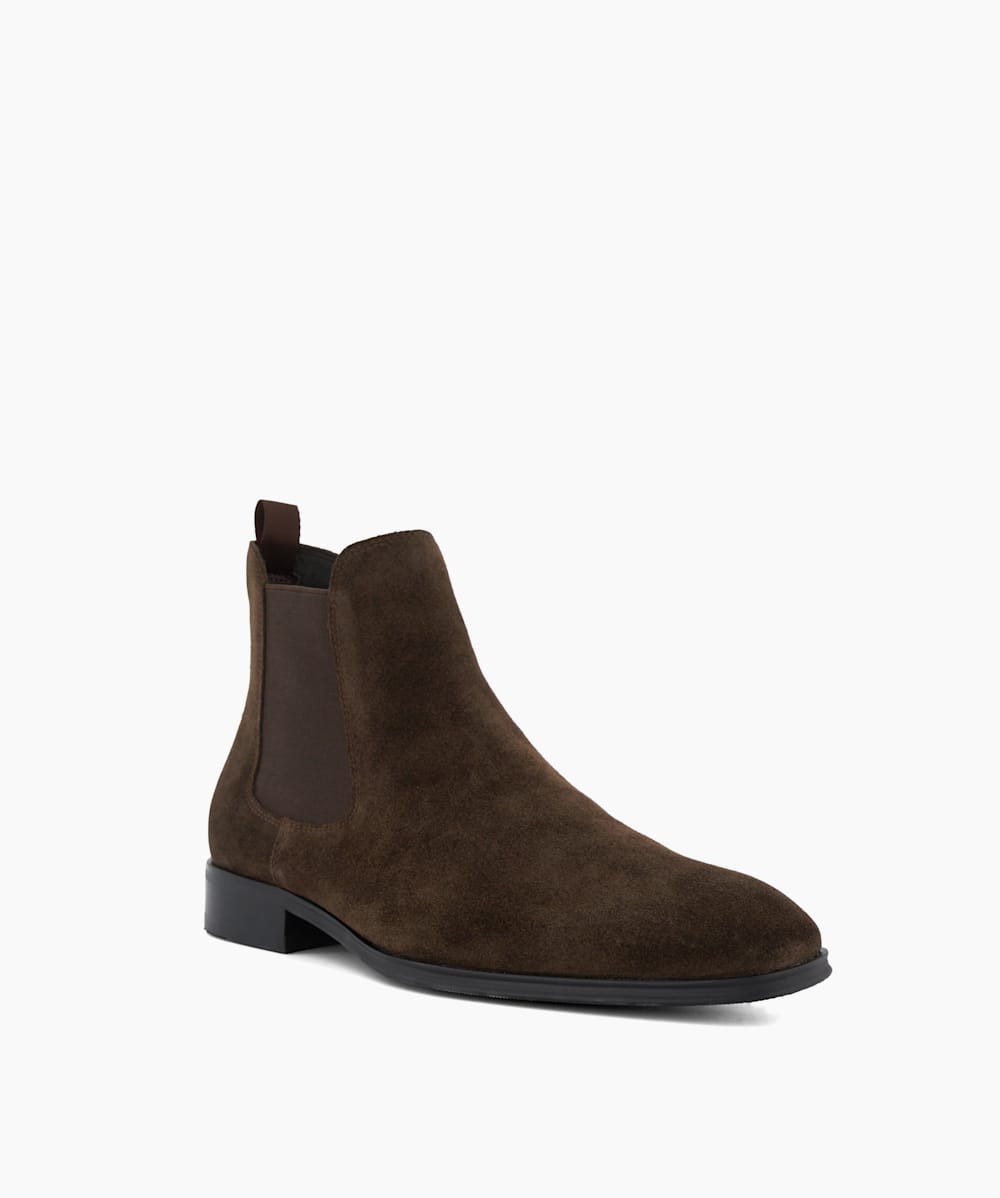 Mandatory Dark Brown Suede Chelsea Boots Dune London