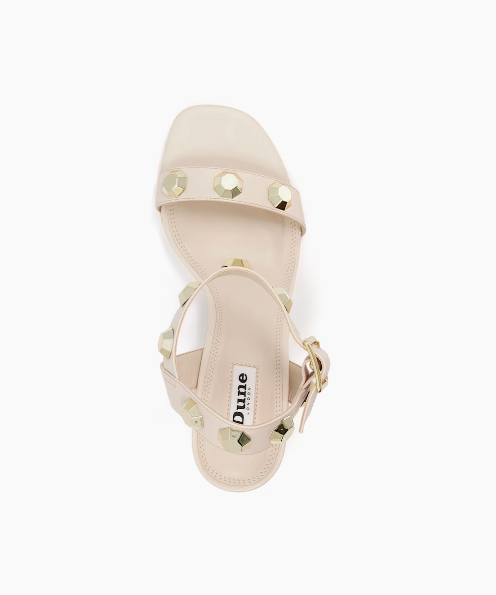 Manning Ecru Studded Block Heel Sandals Dune London